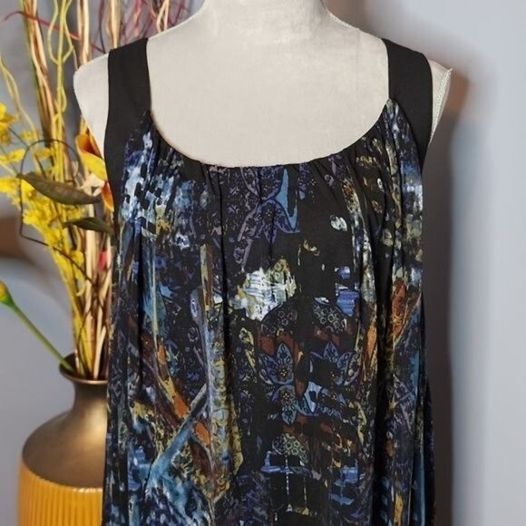 Vivienne Tam City Scape Blue Combo Dress Size Medium NWT - Picture 2 of 15